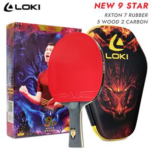 LOKI 9 스타 탁구 라켓 새로운 전문 탁구 패들 배트, RXTON 7 끈적 고무, 5 목재 2 탄소 블레이드