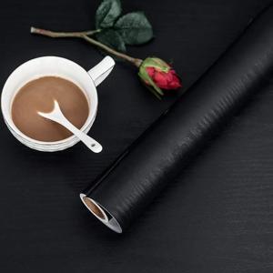 DIY 블랙 우드 그레인 클래식 벽지, 자체 접착 거실 방수 벽 스티커, 데스크탑 홈 장식, 침실, 45cm