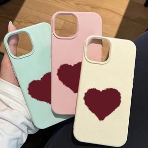 레드 러브 Lichee 패턴 실리콘 커버 For IPhone 16 11 12 13 14 15 Pro Max 케이스 For IPhone 16 15 Plus Fundas 케이스 커버 Funda