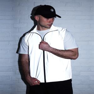 봄 여름 얇은 남성 반사 조끼 야간 달리기 야외 스탠드 칼라 민소매 자켓 streetwear 춤 힙합 의류