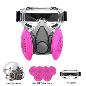 6200 인공호흡기 가스 마스크 반 얼굴 2097 필터 고글 세트 에폭시 먼지 페인트 유기 증기 포름알데히드 용접 연삭