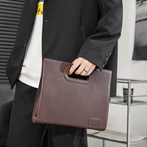 남자 서류 가방 클러치 크레이지 호스 가죽 이그 제 큐 티브 스퀘어 포터 오피스 핸드백 비즈니스 문서 빈티지 핸드 포터 백