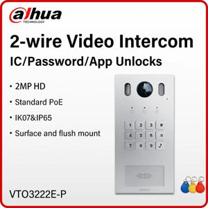 Dahua 오리지널 2선 비디오 인터콤 2MP IP 아파트 초인종(키패드 지원 포함) PoE IC/비밀번호/원격 잠금 해제 VTO3222E-P