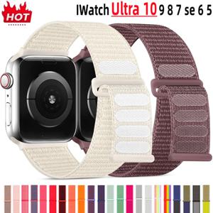 Apple Watch 10 용 나일론 스트랩 42mm 46mm Ultra 2 49mm IWatch 9 8 7 6 5 4 3SE 45mm 41mm 44mm 용 통기성 교체 용 손목 밴드