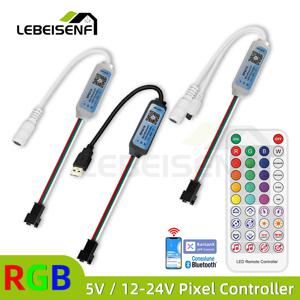 새로운 블루투스 미니 WS2811 WS2812B LED 컨트롤러 USB 5V 12V 24V 꿈꾸는 컬러 무선 IR 원격 APP 주소 지정이 가능한 LED 용 조광기