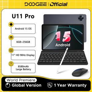 글로벌 버전 DOOGEE U11 Pro 안드로이드 15 태블릿 PC 11인치 울트라 클리어 90Hz 디스플레이 30GB(6 + 24) 256GB 8580mAh 배터리 태블릿