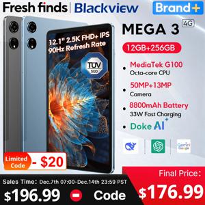 【세계 최초 공개】Blackview MEGA 3 태블릿 12.1인치 2.5K 90Hz 디스플레이 12GB 256GB 8800mAh 50MP 카메라 33W 고속 충전 안드로이드 15 패드
