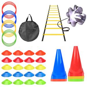 야외 속도 민첩성 훈련 키트 축구 훈련 키트 민첩성 사다리 로고 디스크 저항 우산 로고 버킷 점프 후프