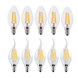 5개 E14 LED 전구 2W 4W 6W 8W 220V 필라멘트 캔들 조명 C35 C35L 자연 백색 4000K 에디슨 전구 레트로 앤틱 빈티지 스타일
