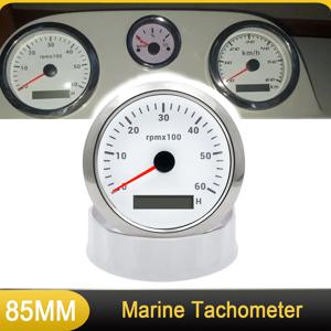 보트 요트 RV 캠핑카 9-32V용 7색 백라이트 시간 측정기가 있는 85mm 해양 타코미터