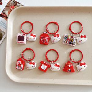 핑크 고양이 키 체인 만화 펜던트 소녀 하트 귀여운 고양이 가방 장식 학생 배낭 액세서리 가장 친한 친구 선물