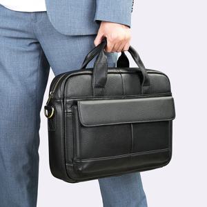 럭셔리 서류 가방 탑 레이어 정품 가죽 남성용 사무실 빈티지 비즈니스 고품질 고급 어깨 15.6 인치 노트북 가방