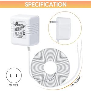 AA98 도어벨 트랜스포머 24V 어댑터 (링 비디오 도어벨용), 16.4피트 길이 C형 전선 전원 공급 장치, 대부분의 비디오 도어벨 (미국용)