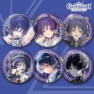 58mm 게임 Genshin Impact Wanderer Kabukimono Balladeer Kunikuzushi 코스프레 의상 배지 핀 SPTE Tinplate 브로치 소품 선물