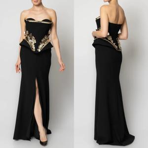 맞춤형 패션 우아한 저지 스팽글 주름 트럼펫 끈이 없는 긴 드레스 맞춤형 행사 클래식