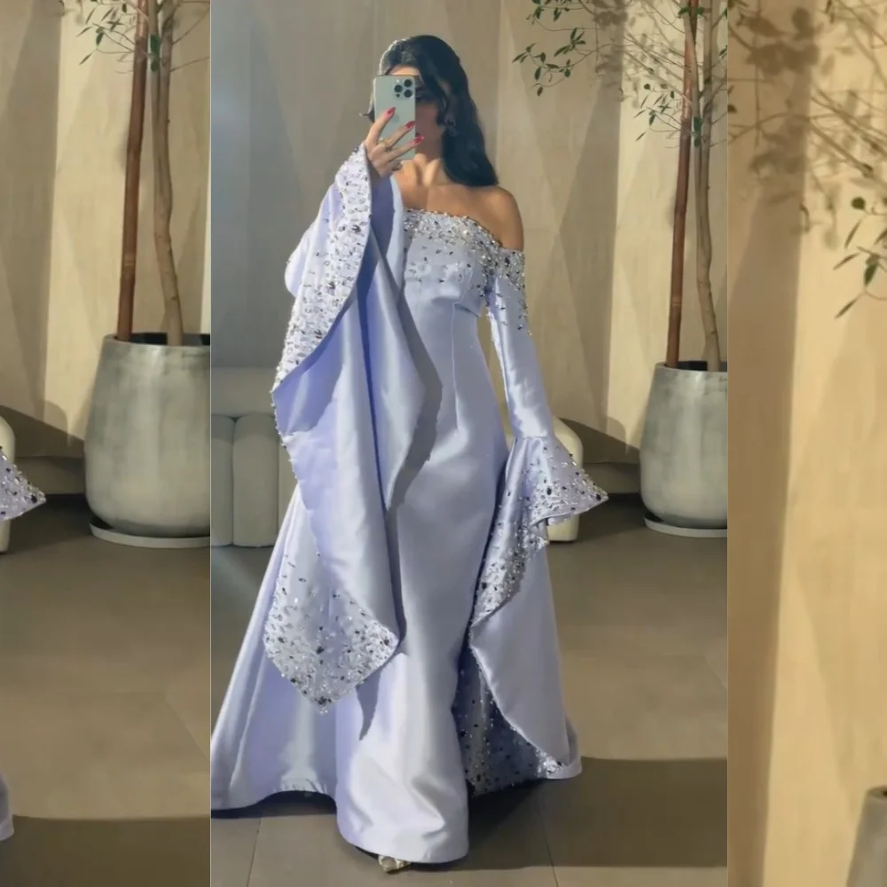 맞춤형 절묘한 쉬폰 스팽글 플리츠 인어 끈이 없는 긴 드레스 맞춤형 행사 파티 스파클 심플