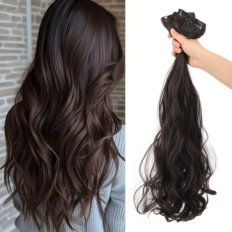 합성 여성용 헤어 커팅 세트 3개 - 천연 웨이브 헤어 익스텐션 여성용 헤어에 부착되는 보이지 않는 BB 클립 내열성 가발