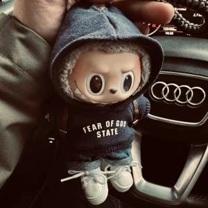 옷만 17cm 펜던트 블라인드 박스 라부부 아기 옷 열쇠고리 라부부 인형 프린트 스웨터 세트