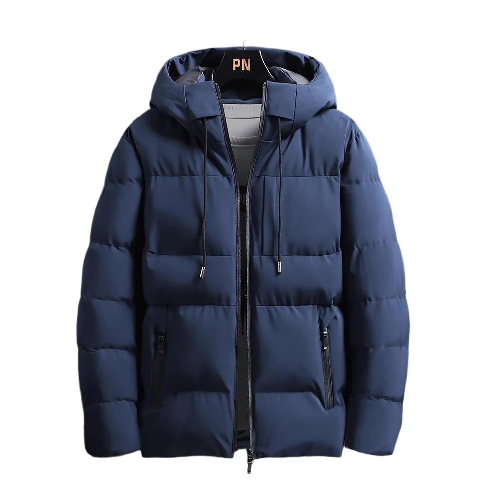 겨울 두꺼운 후드 남성용 면 재킷 따뜻한 외투 브레드 스타일 코트 스탠다드 핏 비즈니스 신사 폴리에스터 섬유