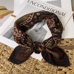 레트로 페이즐리 프레피 스타일 30% 실크 70% 울 양면 스카프 숄 넥 워머 소형 정사각형 패션 액세서리 모든 연령대용