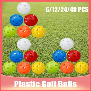 6/12/24/48개입 가방 42MM 연습용 골프공 천공 컬러 실내 에어플로우 플라스틱 골프공 트레이닝 장난감 공