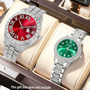 커플 시계, 2피스 세트 럭셔리 시계 세트 클래식 미니멀리스트 대형 다이얼 캐주얼 다용도 쿼츠 시계 콤보 세트 휴일 선물