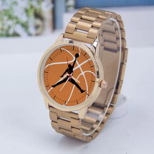 농구 패턴 디자인 팬 선물 실버 시계 케이스 벨트 블랙 로즈 골드 남녀 공용 시계 기념품 팔찌