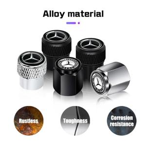 메르세데스 벤츠 AMG S400L S450 마이바흐 S480 A B GLC CLE W205 4개입 자동차 휠 타이어 밸브 캡 알루미늄 합금 먼지 커버 액세서리