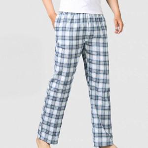 남성용 여름 캐주얼 얇은 잠옷 바지, 루즈핏, 플러스 사이즈, 외부에서 착용할 수 있는 홈 바지, 체크무늬 바지