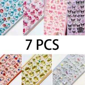 **애니메이션 헬로키티 행요돈 시나모롤 3D 투명 젤리 스티커 크리스탈 장식 스티커 어린이용 휴대폰 케이스 DIY 장난감