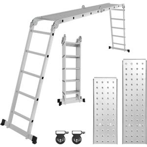 다용도 알루미늄 사다리 470cm 4 x 4m 다기능 접이식 사다리 (스캐폴딩 플레이트 2개, 바퀴 2개 포함, 12단, 7)