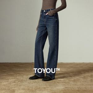 토유스 여성 스트레이트 팬츠 2025 겨울 신상 미드 로우 라이즈 슬리밍 바게트 팬츠 쁘띠 롱 트라우저