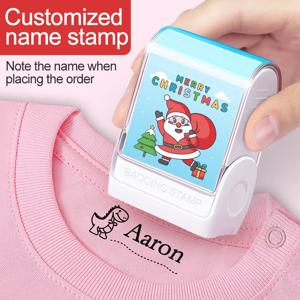 맞춤형 만화 크리스마스 이름 스탬프 (옷용) |   개인 맞춤형 학교 가방 라벨 키트 |   무독성 방수 잉크 |   재사용 가능한 DIY 제품
