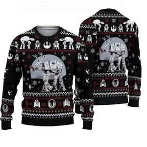 디즈니 베이비 요다 크리스마스 어글리 스웨터 남성 여성 3D 어글리 스웨터 다스 베이더 어글리 크리스마스 스웨터 애니메이션 크리스마스 스웨터 탑스