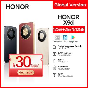【브랜드+】HONOR X9d 글로벌 버전 스마트폰 6.79인치 120Hz 화면 스냅드래곤 6 Gen 4 108MP AI 카메라 8300mAh 66W 슈퍼 충전
