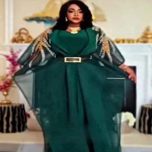 여성용 아프리카 의류 2종 세트, 다쉬키 다이아몬드 의상 가운 플러스 사이즈 터키 웨딩 파티 드레스 카프탄 부부 로브