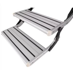 핫세일 카라반 & 캠퍼 트레일러 스텝, 이중 접이식 LED 조명 알로이 스틸 소재 RV 스텝