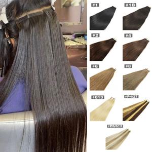 테이프 인 헤어 익스텐션 인모 자연색 실크 스트레이트 심리스 인비저블 테이프 인 익스텐션 컬러 # 여성용 2 50G