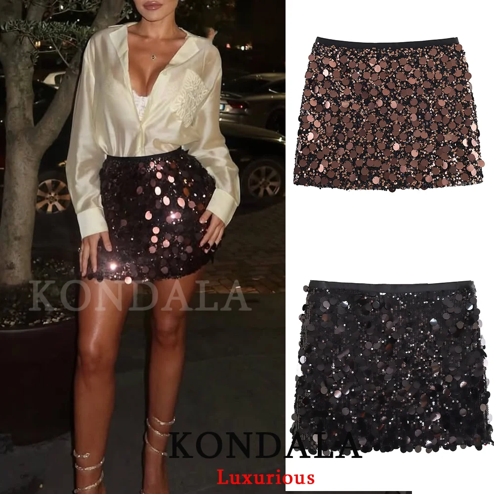 콘달라 섹시 스팽글 미니 파티 드레스 여성 하이웨이스트 시스 이브닝 클럽 드레스 패션 2025 크리스마스 새해 Y2K 걸 스커트