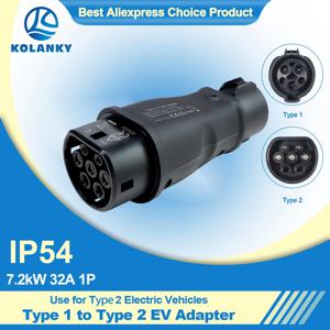 타입1에서 타입2로 전환 가능한 EV 충전 어댑터 32A 7.2kw EV 충전 커넥터 SAE J1772 소켓 타입 1에서 타입 2로 어댑터 충전기 어댑터