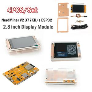 4PCS NerdMiner V2 377KH/s ESP32 개발 보드 모듈 드라이버(스마트 2.8인치 디스플레이 저항막 터치스크린 + 아크릴 케이스 포함)