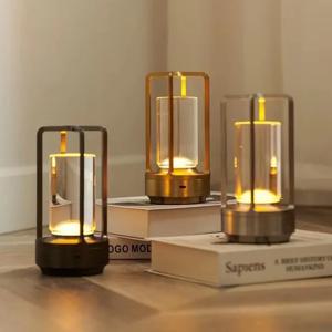 랜턴/랜턴 모던 디자인 USB LED 테이블 램프 터치 스위치 야간 조명, 레스토랑 호텔용 충전식 배터리 포함