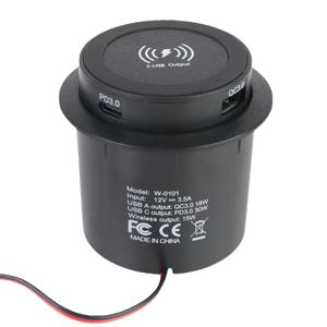 자동차 RV 트럭 트레일러 아울렛 소켓 퀵 차저 PD 3.0 USB 타입-C 캠퍼 트럭 ATV 보트 내장형 무선 충전기 15W