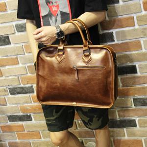 GUMST-브랜드 크레이지 호스 PU 가죽 남성 서류 가방, 빈티지 14 인치 비즈니스 노트북 핸드백 패션 메신저 숄더백