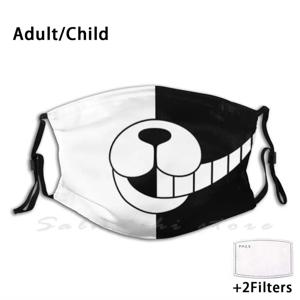 모노 쿠마 스마일 프린트 워셔블 필터 방진 입 마스크, 단간론파 모노쿠마 스마일 무서운 애니메이션 다크 마스크 곰 웃음 악마