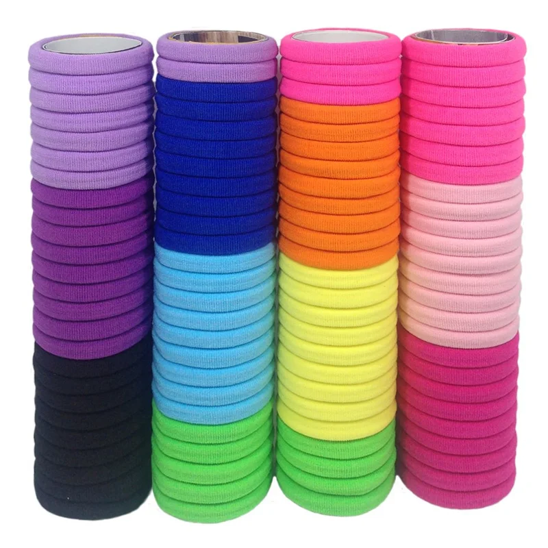 50pcs 블랙 탄성 헤어 밴드 리그 넥타이 Colets Scrunchies 스프링 껌 액세서리 여자 여자 손상 없음 땋은 머리 홀더 세트