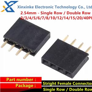 스트레이트 암 단일 행 더블 행 핀 헤더 스트립 PCB 커넥터, 2.54mm, 2, 3, 4, 5, 6, 7, 8, 10, 12, 14, 15, 20, 40P 핀 헤더 소켓