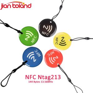모든 NFC 지원 전화 용 10pcs NFC 태그 Ntag213 에폭시 RFID 카드 13.56MHz 토큰 (로프 방수 포함)