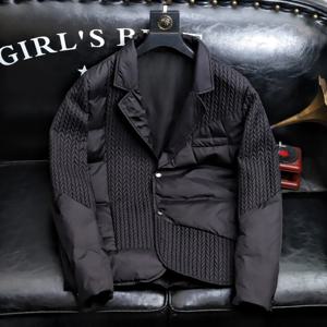 경량 슬림핏 오리털 재킷 남성용 겨울 2024 신상 다림질 필요 없는 밀 이삭 무늬 코팅 원단 청년 패션 아우터