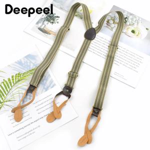 Deepeel 레트로 성인 남성용 멜빵 단추, Y자형 남녀공용 교정기, 탄성 미끄럼 방지 스트랩 바지, 남성용 조크스트랩, 2.5*110cm